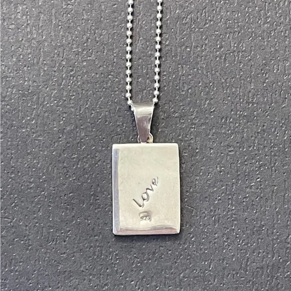 .925 Sterling Silver Photo Frame Pendant and Chain-Made in Italy - Picture 3 of 12